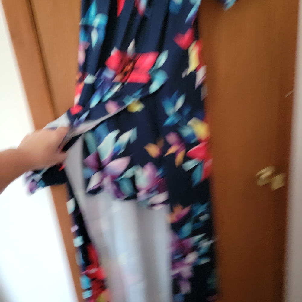 Vibrant Floral Maxi Dress With Slit Front Panels Showing Shorts Beneath - Picture 5 of 10